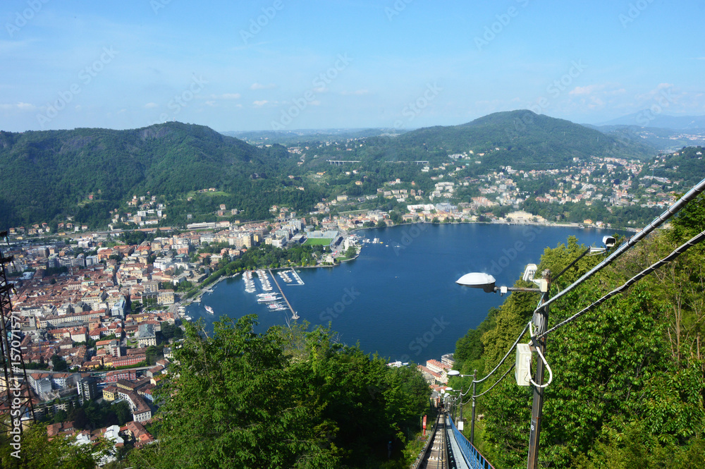 Fototapeta premium Spectacular viewpoint of Lake Como from the top of Brunate, Como, Italy 