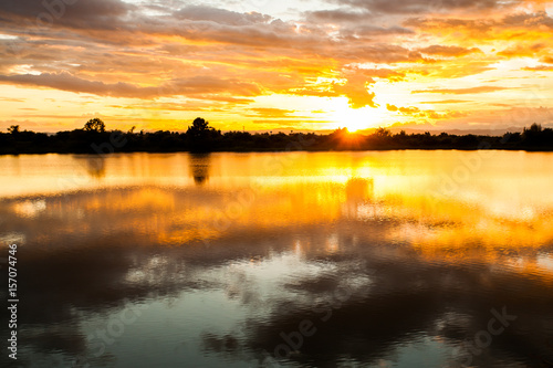 colorful dramatic sky with cloud at sunset