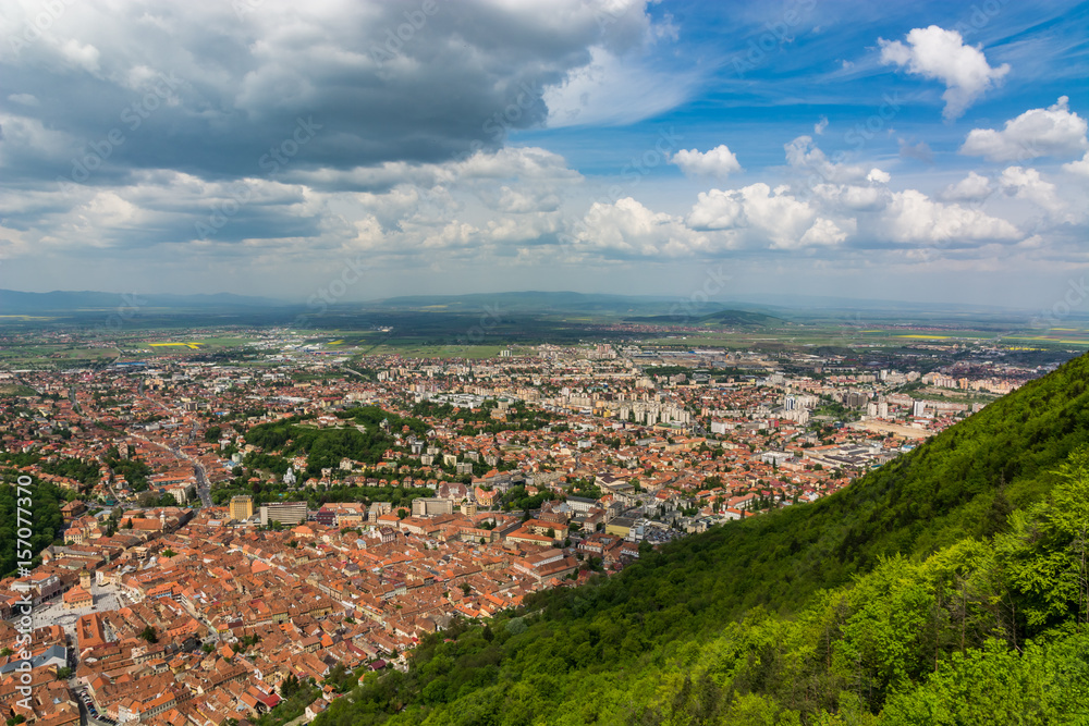 A Beautiful Cloudy View of the City of Brasov (Romania) 