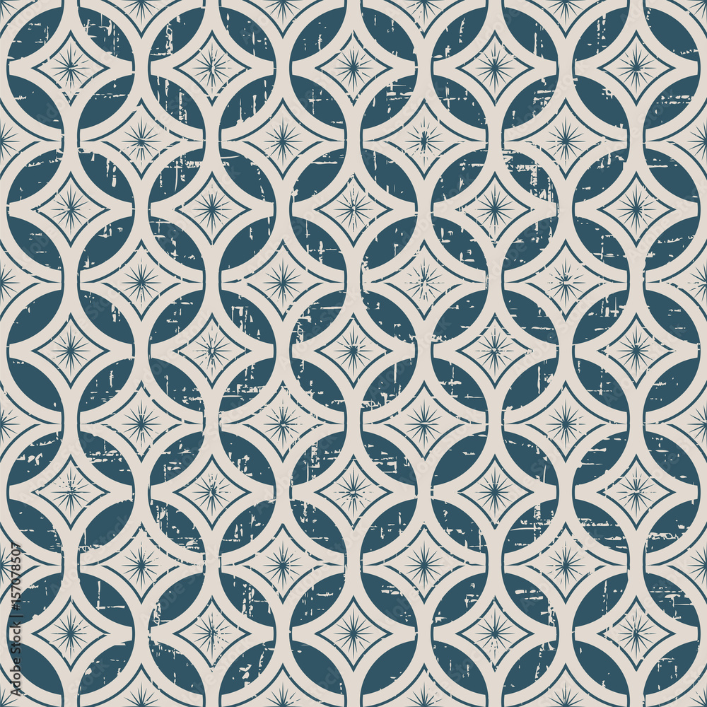 Seamless retro worn out background round cross frame star flower Seamless retro worn out background round cross frame star flower