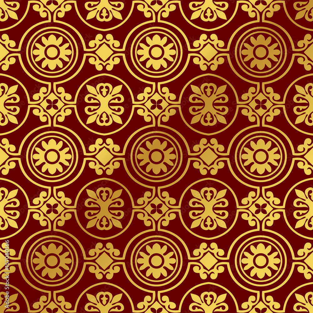Seamless Golden Chinese Background round curve spiral cross frame flower Seamless Golden Chinese Background round curve spiral cross frame flower
