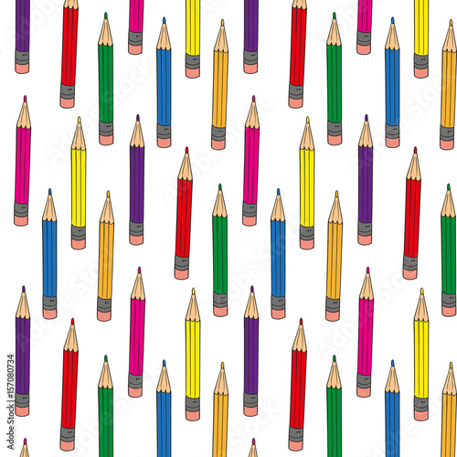 Colorful pattern with colour pencils for drawing  on white background.