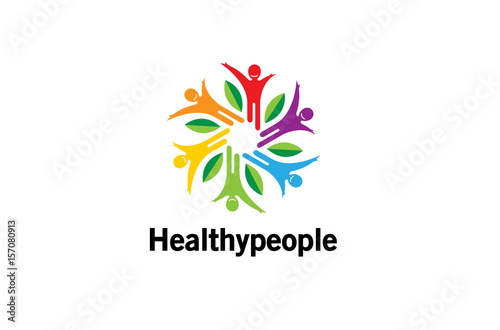Colorful People Group Team Logo Design Illustration