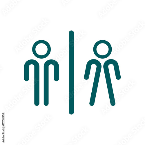 WC sign icon.  Male and Female toilet. Flat design. 