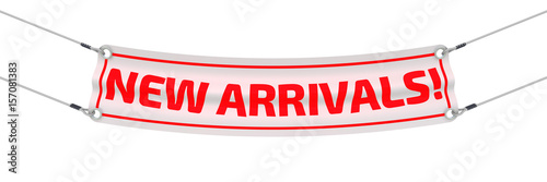 New arrivals! Advertising banner with inscriptions 
