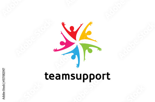Colorful People Group Team Logo Design Illustration