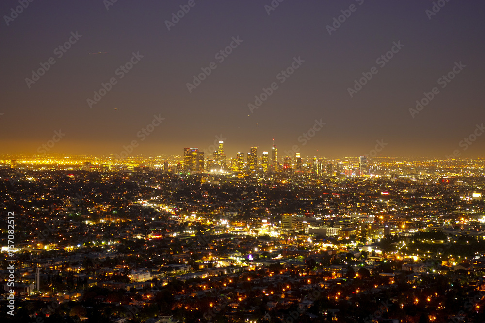 Los Angeles by night - wide angle aerial view - LOS ANGELES - CALIFORNIA - APRIL 19, 2017