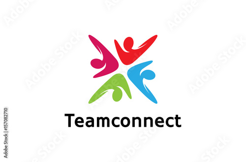 Colorful Abstract People Logo Design Illustration