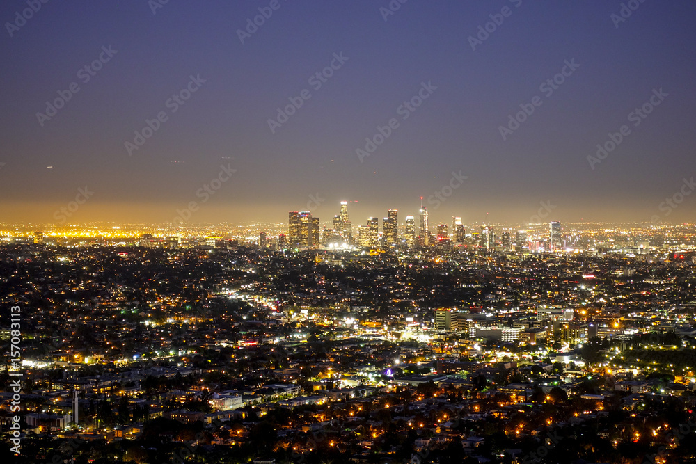 City lights of Los Angeles - amazing aerial view - LOS ANGELES - CALIFORNIA - APRIL 19, 2017