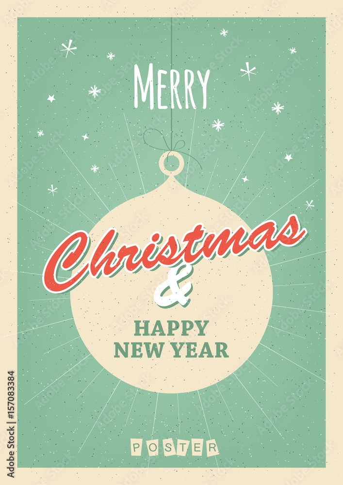 Obraz premium Retro Christmas poster or postcard.