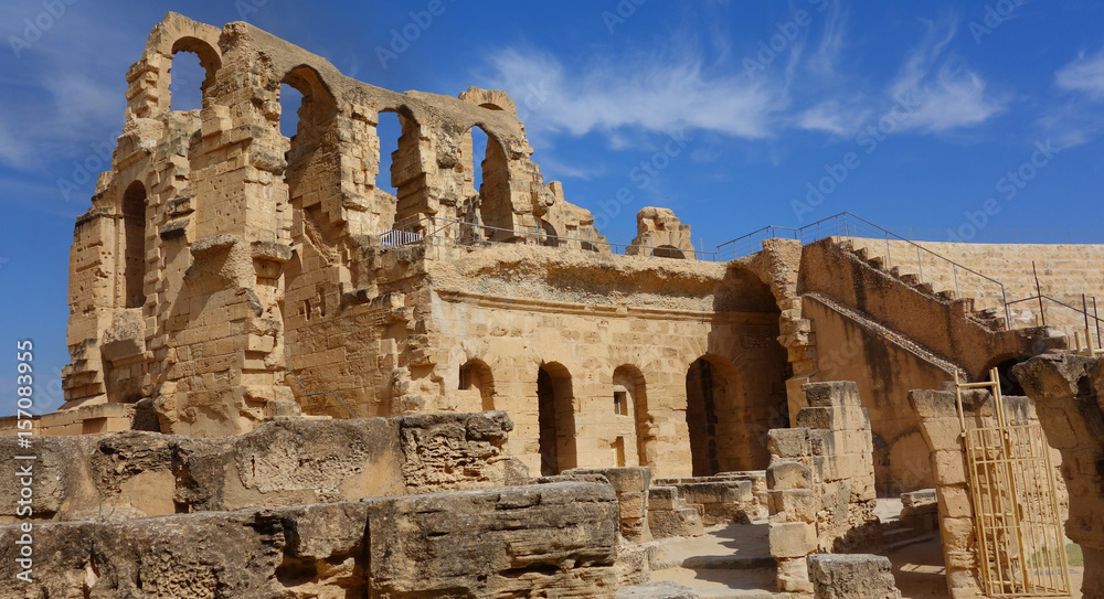 The ruins of the Roman city in Tunisia. Amphitheater in El-Jem.