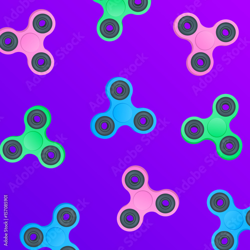 Hand spinner background. Background of colorful fidget spinners. Stress relieving spinner toy