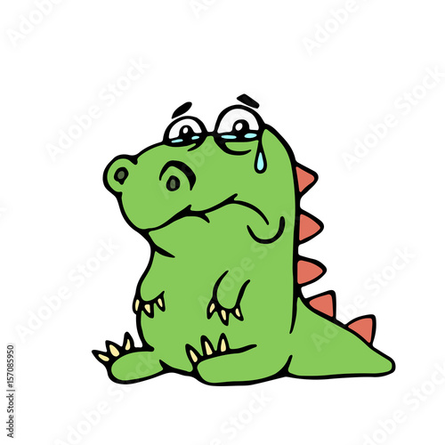 cute unhappy dinosaur. vector illustration.