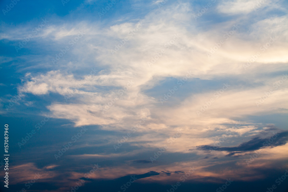 colorful dramatic sky with cloud at sunset