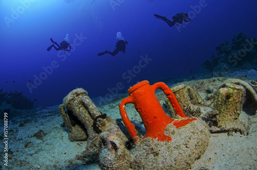  Ancient amphora and divers