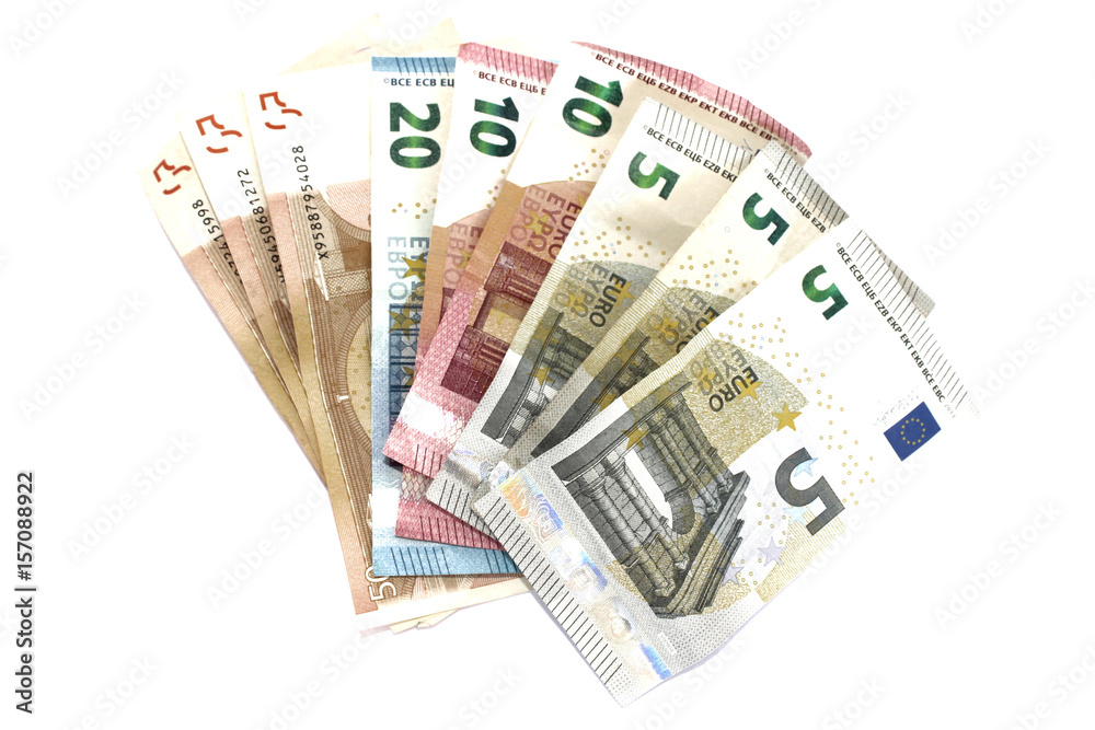 Abanico de billetes de euros, ordenados de mayor a menor Abanico de billetes de euros, ordenados de mayor a menor