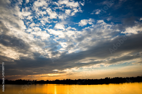 colorful dramatic sky with cloud at sunset