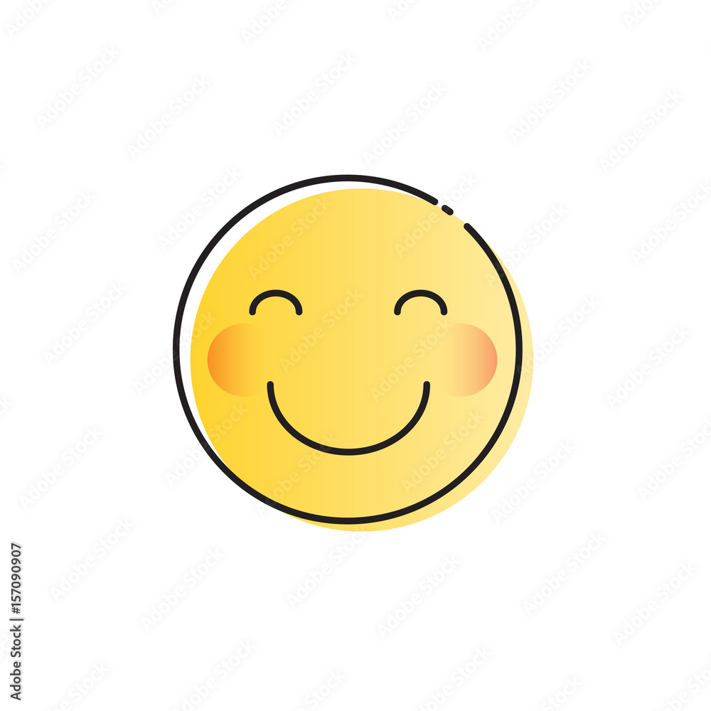 Yellow Smiling Cartoon Face Shy Positive People Emotion Icon Vector Illustration Yellow Smiling Cartoon Face Shy Positive People Emotion Icon Vector Illustration