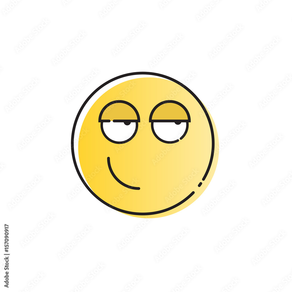 Fototapeta premium Yellow Smiling Cartoon Face Positive People Emotion Icon Vector Illustration