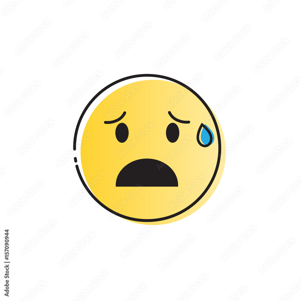 Yellow Cartoon Face Cry Tears People Emotion