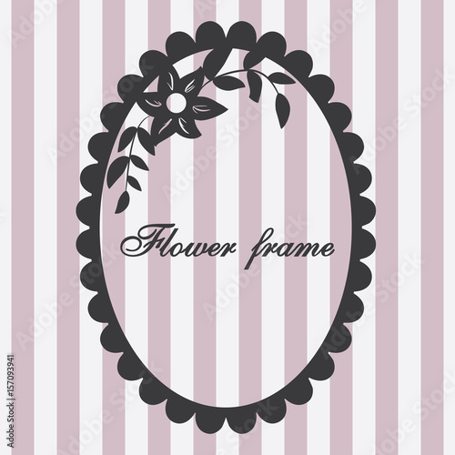 Vector vintage frame. Flower ornament pink.