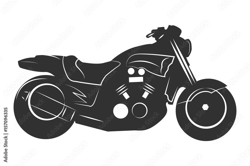 black motorcycle. isolated on a white background. monochrome vector illustration. black motorcycle. isolated on a white background. monochrome vector illustration.