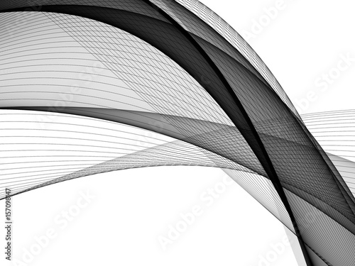 Abstract black wave and white background 