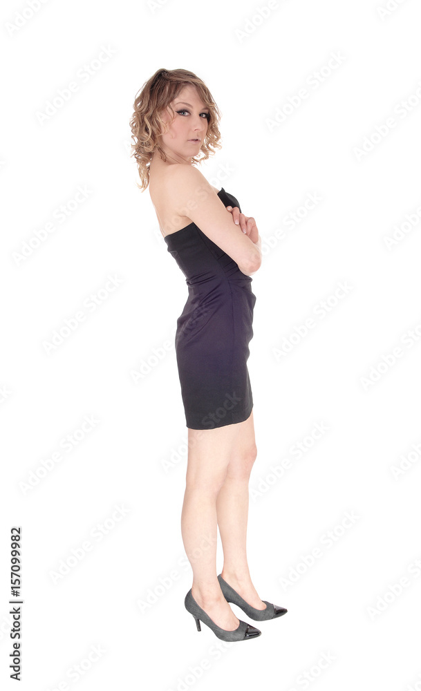 Young woman in black dress. Young woman in black dress.