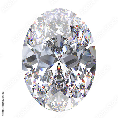 3D illustration oval diamond stone