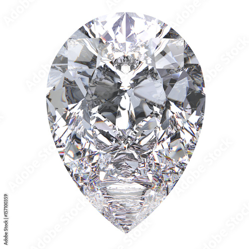 3D illustration pear diamond stone