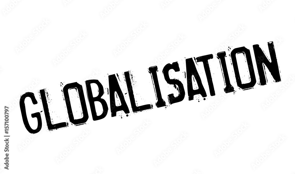 Globalisation rubber stamp. Grunge design with dust scratches. Effects can be easily removed for a clean, crisp look. Color is easily changed.