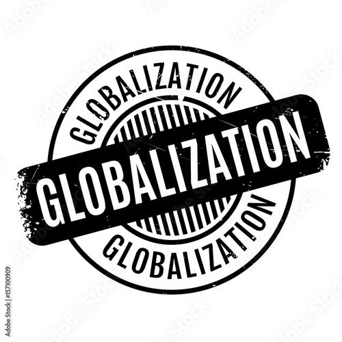 Globalization rubber stamp. Grunge design with dust scratches. Effects can be easily removed for a clean, crisp look. Color is easily changed.