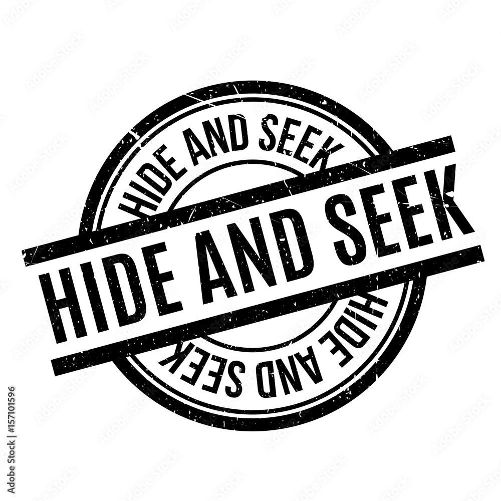 Hide And Seek rubber stamp. Grunge design with dust scratches. Effects can be easily removed for a clean, crisp look. Color is easily changed.