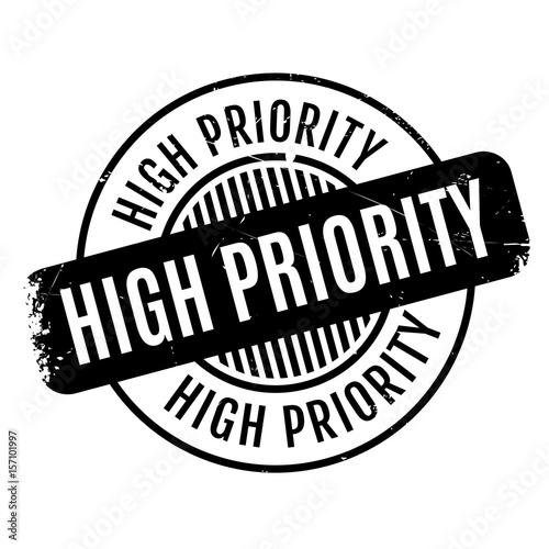 High Priority rubber stamp. Grunge design with dust scratches. Effects can be easily removed for a clean, crisp look. Color is easily changed.