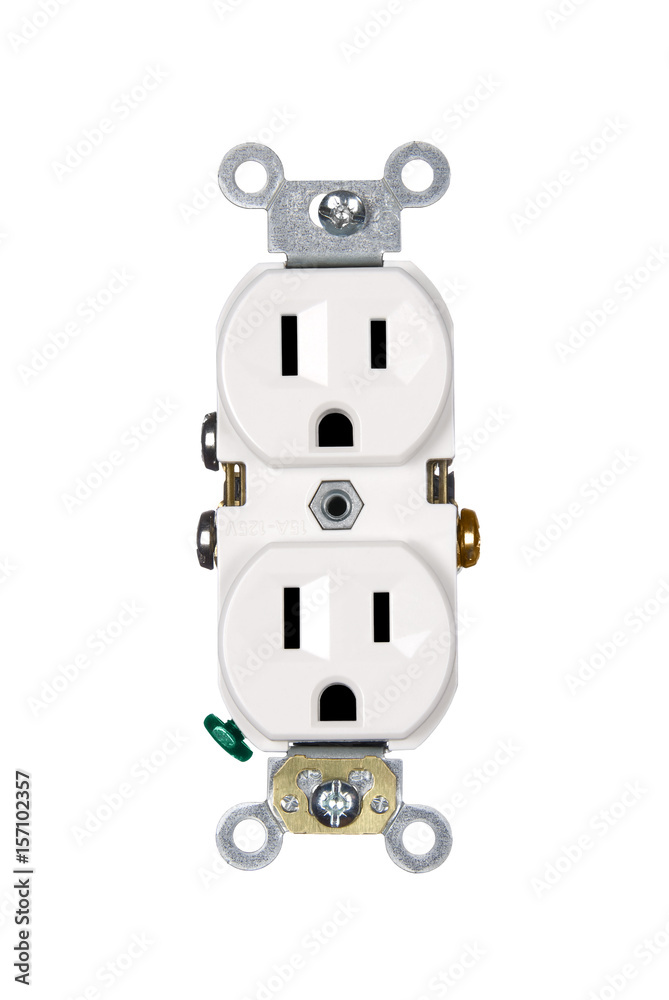 Electrical outlet on white