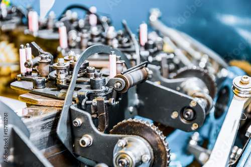 The mechanism of a braiding machine close-up. © nordroden