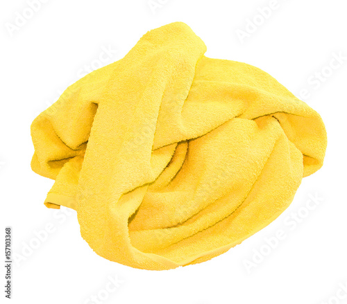 colorful yellow towel isolated on white