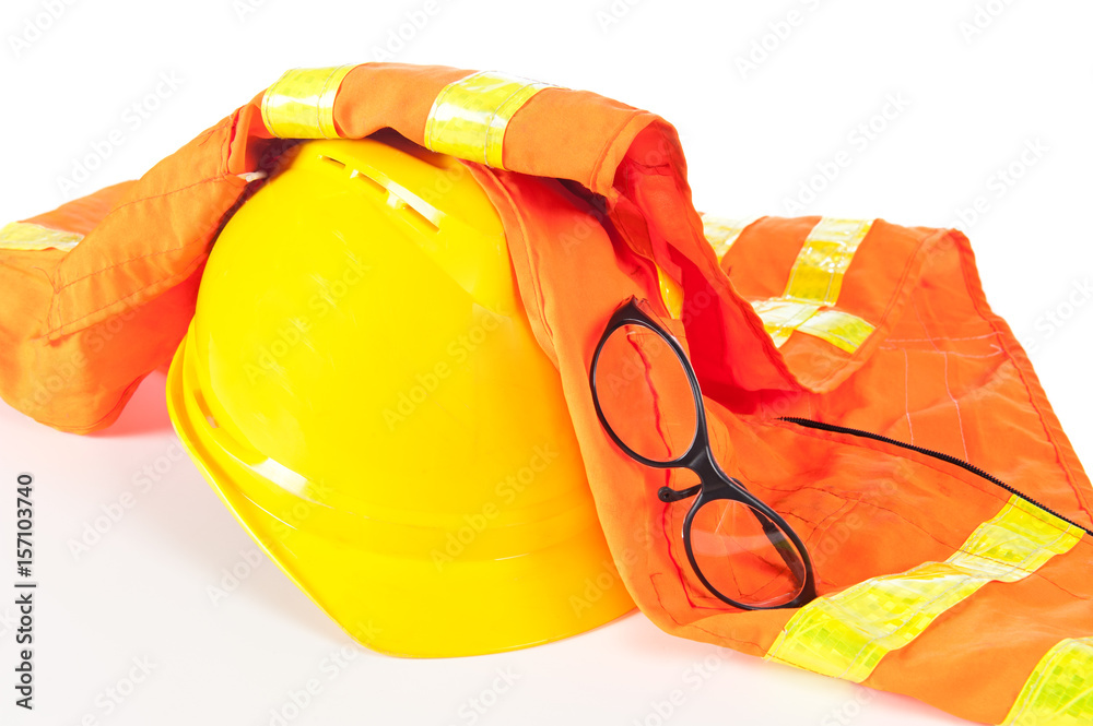 Hard hat and safety vest Stock Photo | Adobe Stock