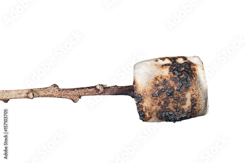 Burned marshmallow isolated on white