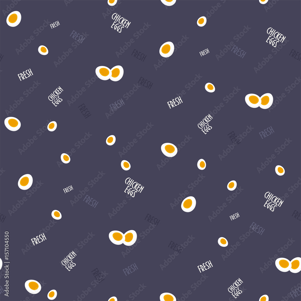 Chicken eggs wrapping paper seamless pattern. Text Chicken eggs wrapping paper seamless pattern. Text