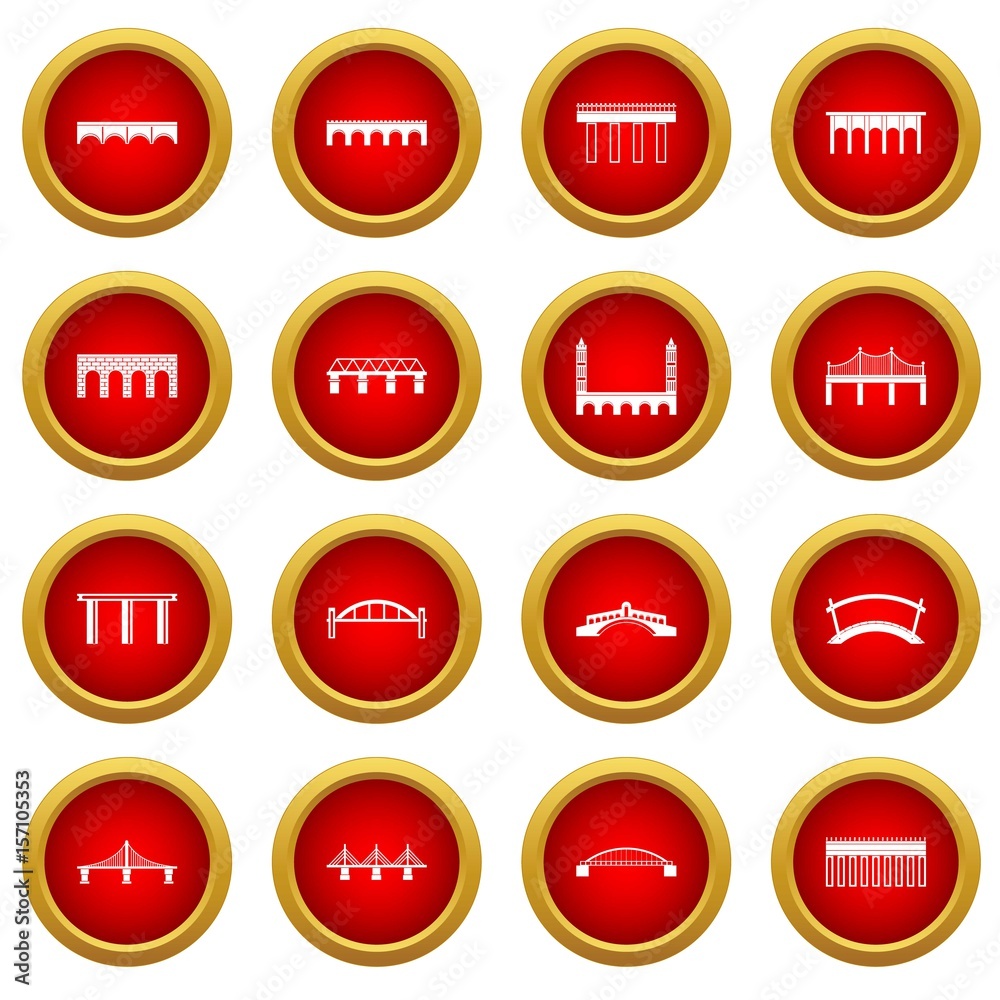Bridge set icon red circle set Bridge set icon red circle set