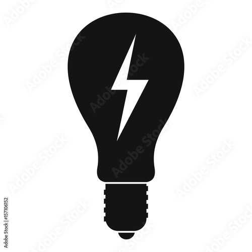 Light bulb with lightning inside icon simple