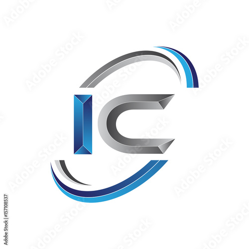 Simple initial letter logo modern swoosh IC
