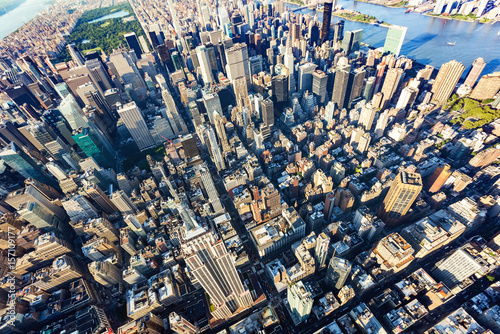 Photography Aerial view of Midtown Manhattan New York City