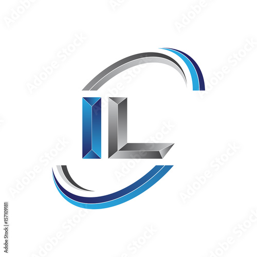 Simple initial letter logo modern swoosh IL