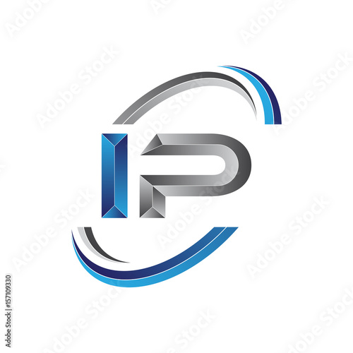 Simple initial letter logo modern swoosh IP