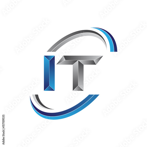 Simple initial letter logo modern swoosh IT