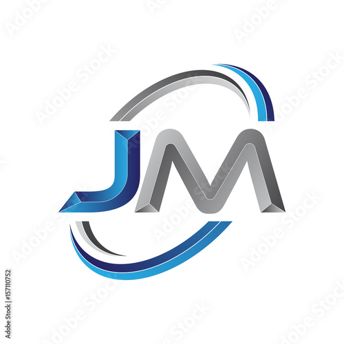 Simple initial letter logo modern swoosh JM