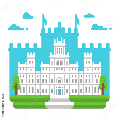 Flat design Cibeles palace Madrid