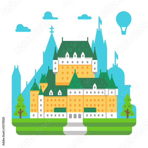 Flat design Frontenac chateau Quebec